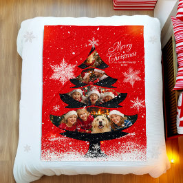 Manta Polar Snowy Merry Christmas Family Photo Tree