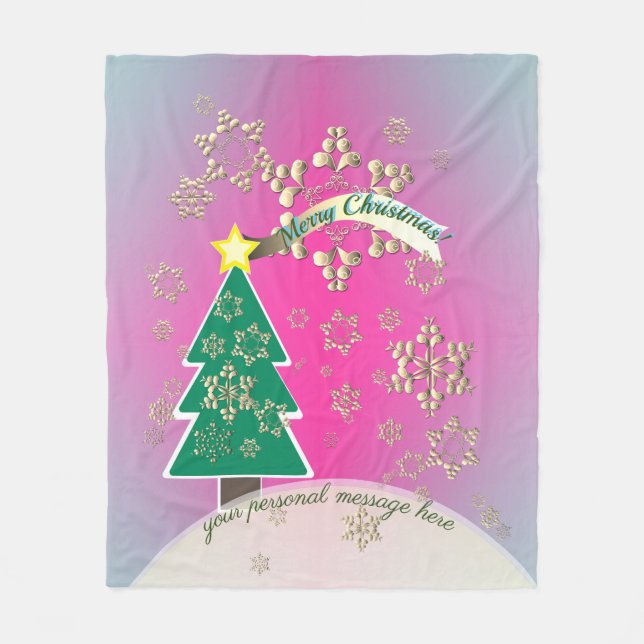 Manta Polar Snowy Purple Christmas Tree Scene (Anverso)
