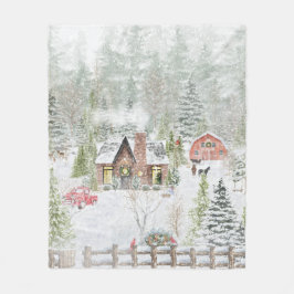 Manta Polar Snowy Winter Navidades Cabin Scene