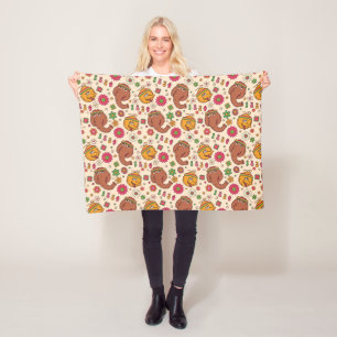 Manta Polar Snuffleupagus y Big Bird Groovy Flower Pattern