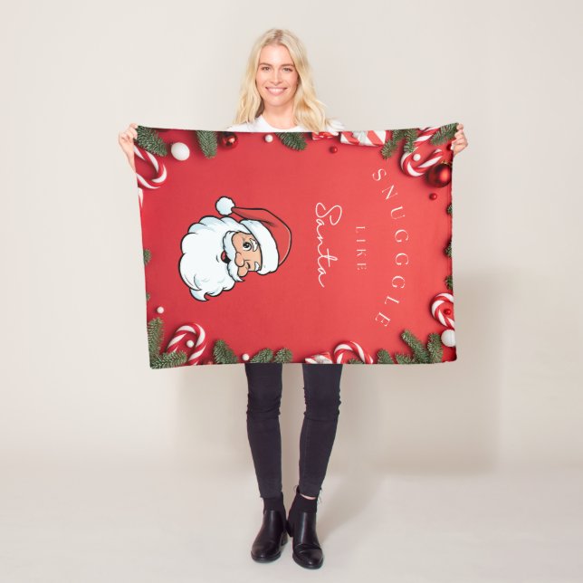 Manta Polar Snuggle Up Like Santa” Festive Holiday Blanket  (In situ)