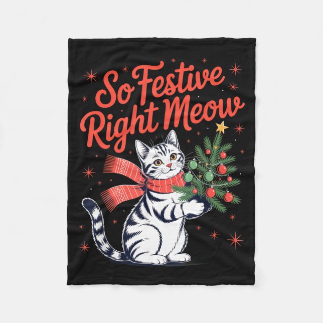 Manta Polar So Festive Right Meow Cat Lovers Celebrating Chris (Anverso)
