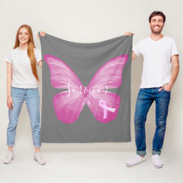 Manta Polar Sobreviviente de cáncer de mama con mariposa rosa