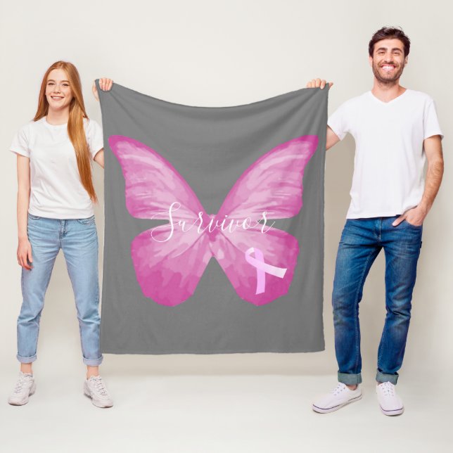 Manta Polar Sobreviviente de cáncer de mama con mariposa rosa (In situ)