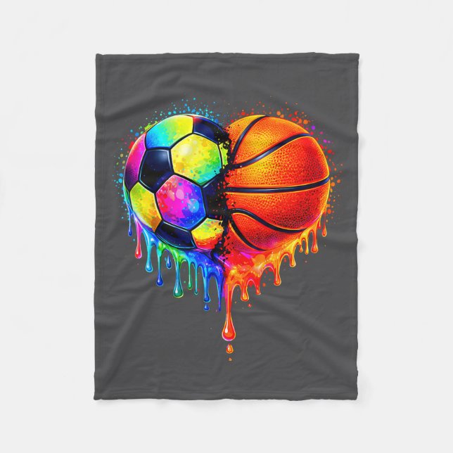 Manta Polar Soccer Basketball Drip Heart Srts Valentines Day M (Anverso)