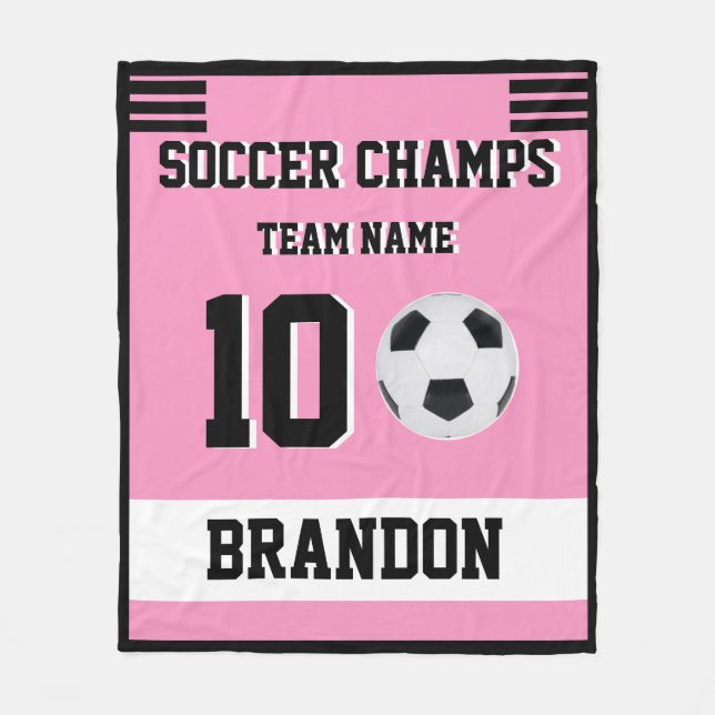 Manta Polar Soccer Fleece Blanket jugador personalizado rosa g (Anverso)