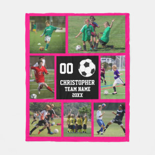Manta Polar Soccer Fuchsia con nombre del jugador