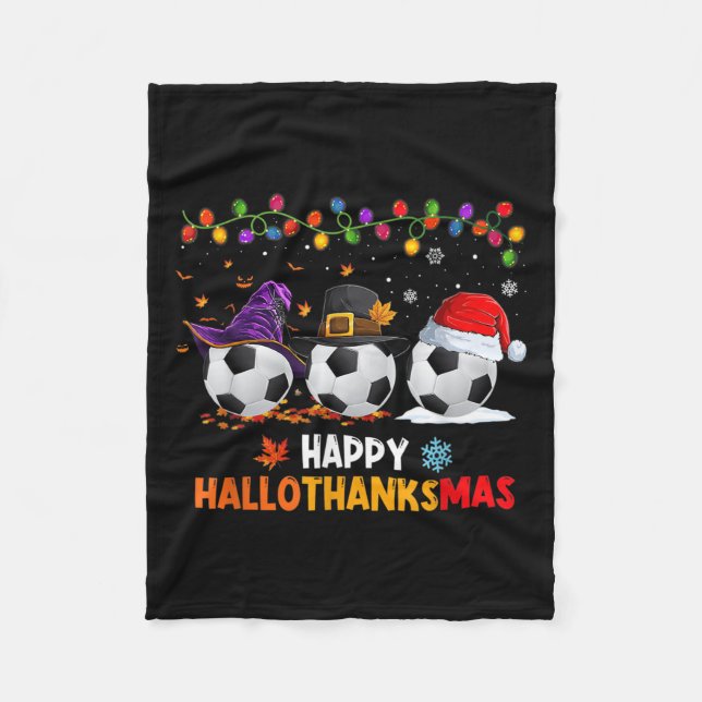 Manta Polar Soccer Halloween Thanksgiving Xmas Happy Hallothan (Anverso)