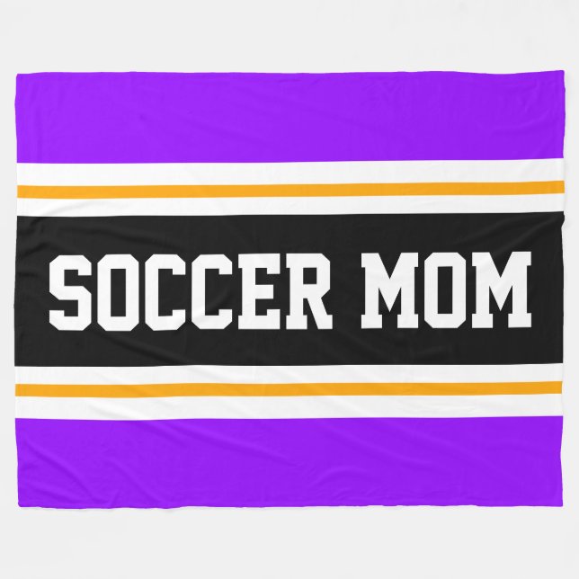 Manta Polar SOCCER MOM Fun Bright Purple Black Yellow Strips (Frente (Horizontal))