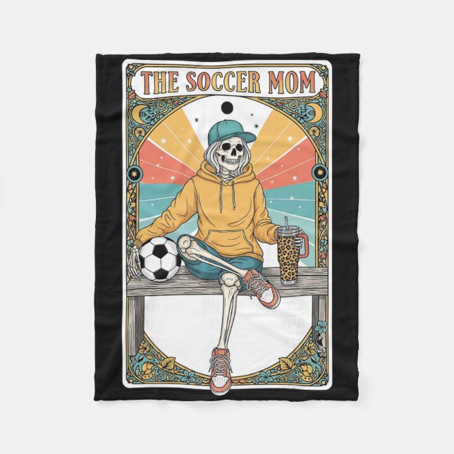 Manta Polar Soccer Mom Tarot Card Skeleton Coffee Byll Sidelin (Anverso)