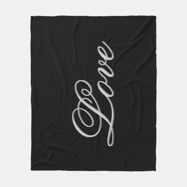 Manta Polar Sofisticado Boda de amor negro gris (Anverso)