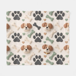 Manta Polar Soft Modern Farmhouse Paw Print Fleece Pet Blanket
