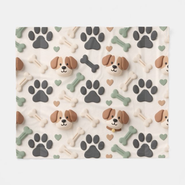 Manta Polar Soft Modern Farmhouse Paw Print Fleece Pet Blanket (Frente (Horizontal))