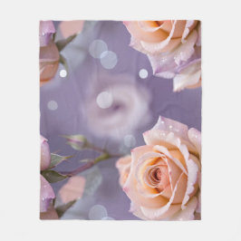 Manta Polar Soft Pastel Roses In Shades Of Peach And Pale Pink