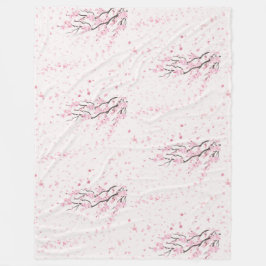 Manta Polar Soft Pink Cherry Blossom Floral Pattern Fleece