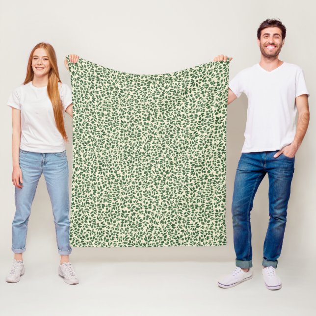 Manta Polar Soft Sage Green Botanical Leaf Foliage Pattern (In situ)