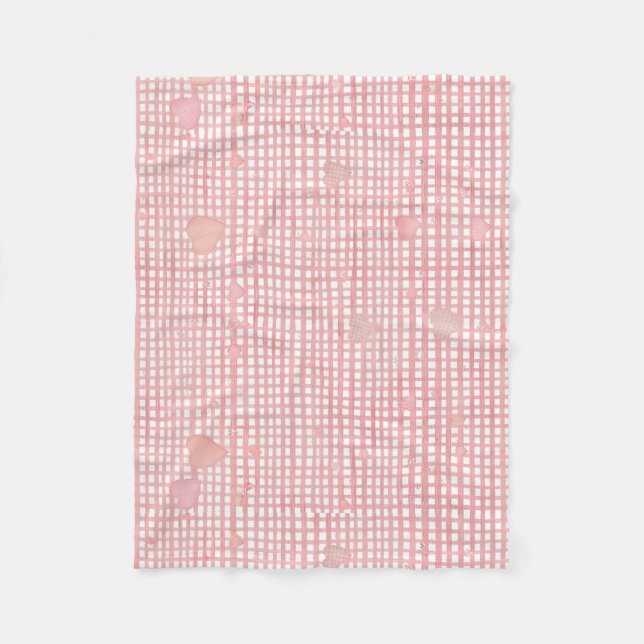 Manta Polar Soft Valentine Gingham Fleece Baby Blanket (Anverso)
