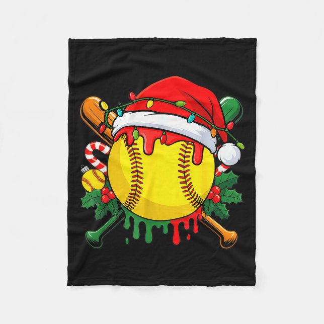Manta Polar Softball Ball Santa Hat Christmas Softball Drip Xm (Anverso)