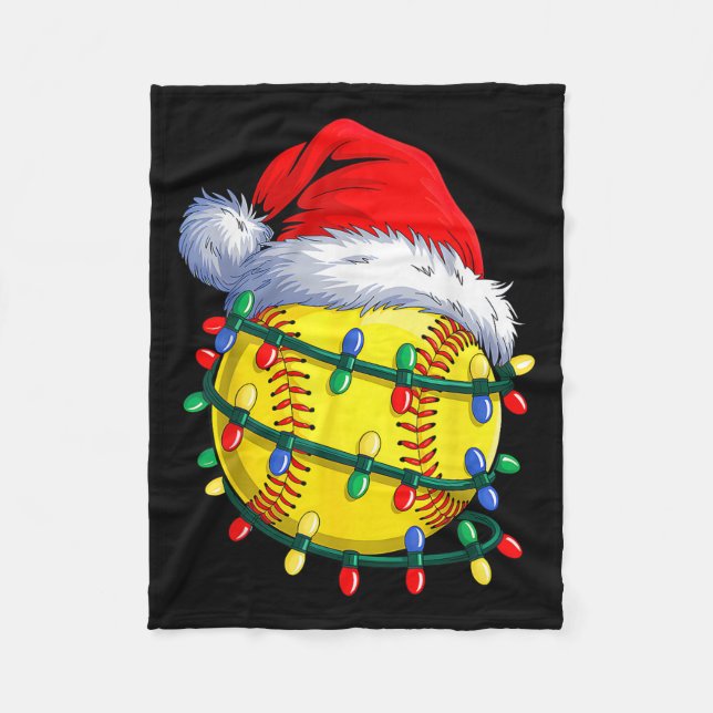 Manta Polar Softball Ball Santa Hat Christmas Softball Xmas Li (Anverso)