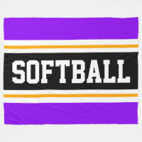 SOFTBALL Fun Bright Purple Black Athletic Stripes