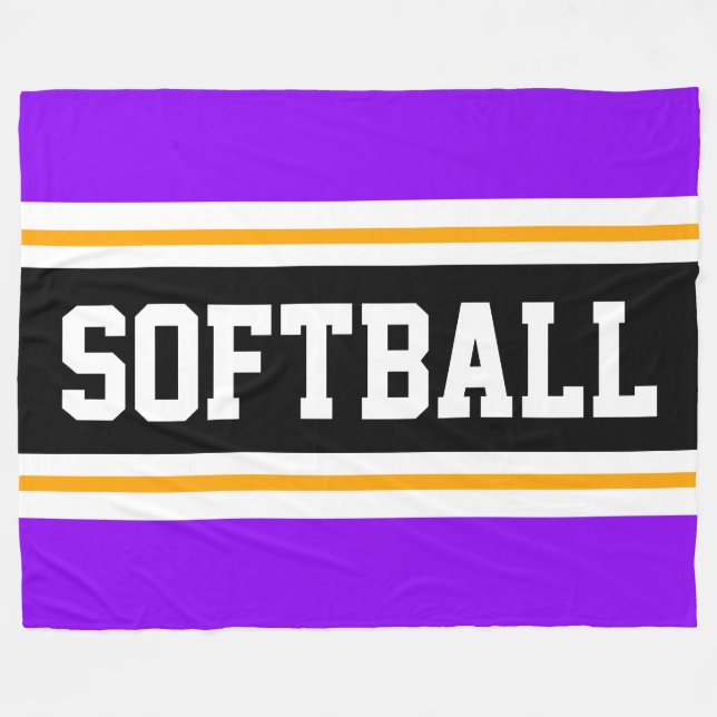 Manta Polar SOFTBALL Fun Bright Purple Black Athletic Stripes (Frente (Horizontal))