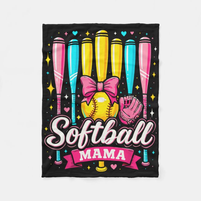 Manta Polar Softball Mama Softball Coquette Bow Softball  (Anverso)