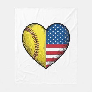 Manta Polar Softbol bandera de EE. UU. corazón diseño vectoria