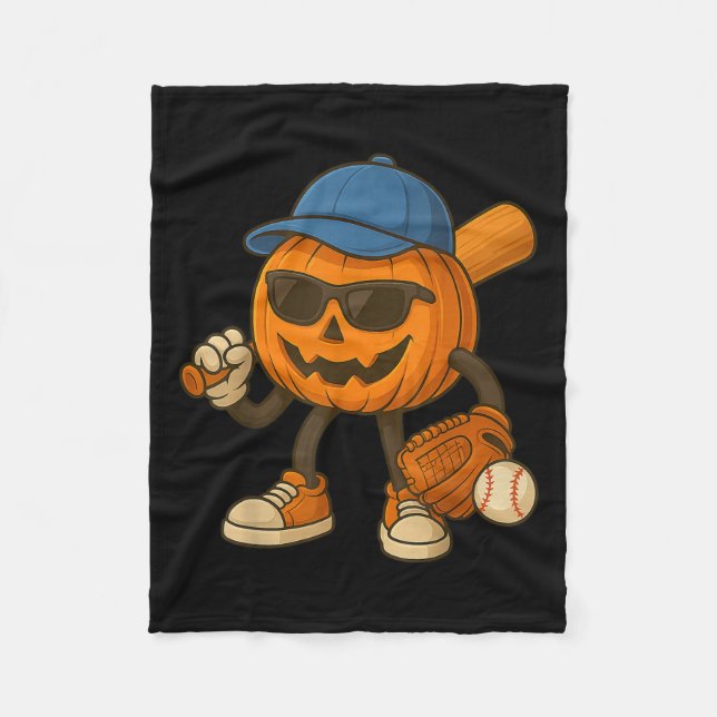 Manta Polar Soky Jack O Lantern Béisbol Halloween me disfraza (Anverso)