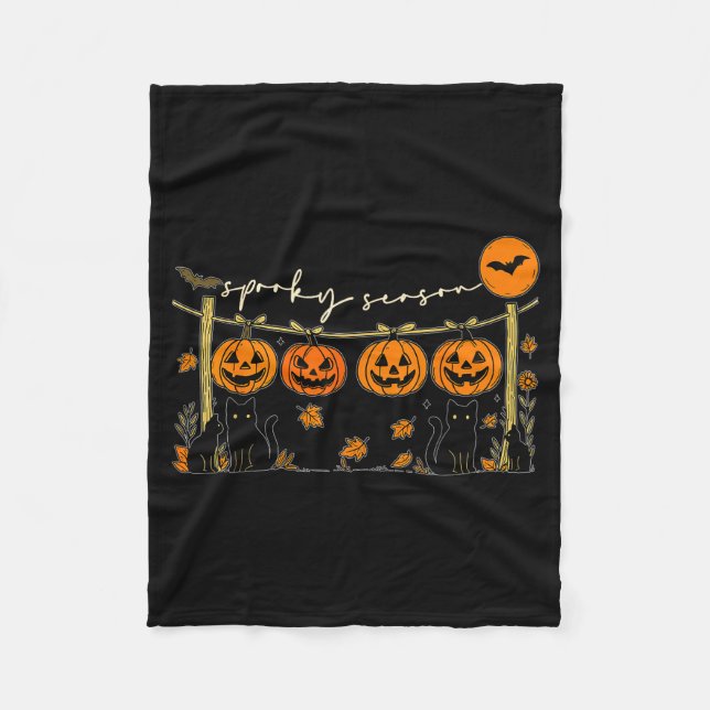 Manta Polar Soky Season Retro Halloween Black Cat Pumpkin Fall (Anverso)