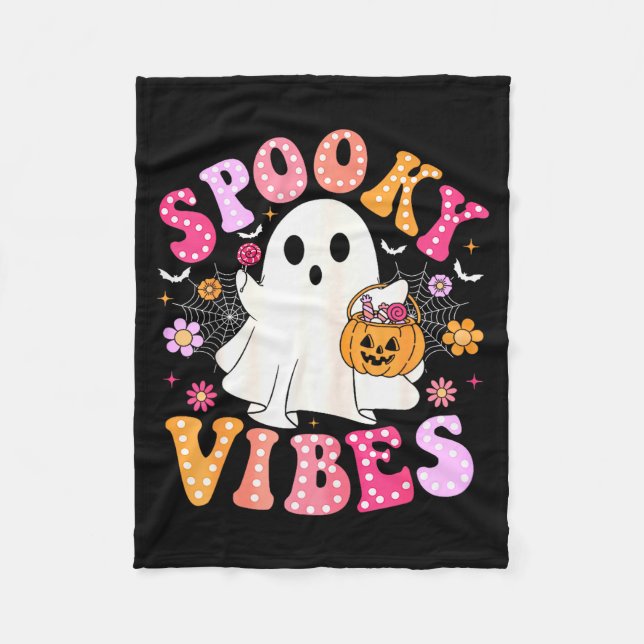 Manta Polar Soky Vibes Ghost Retro Groovy Halloween Women Girl (Anverso)