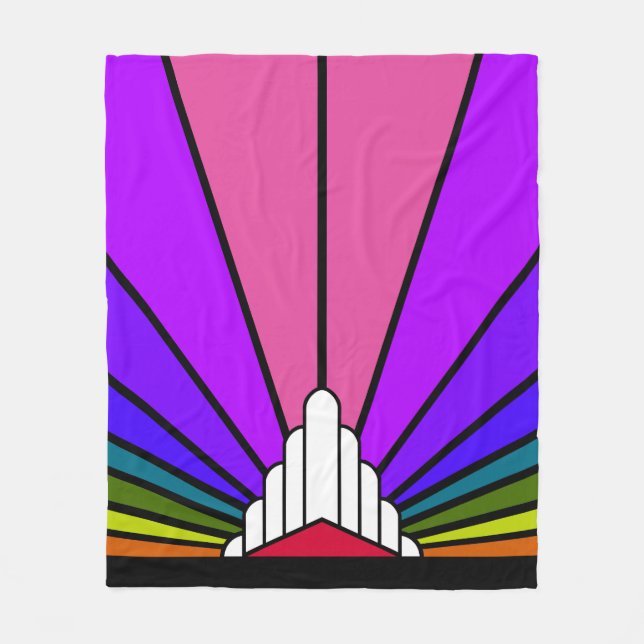 Manta Polar Sol Art Déco en arco iris Fleece Blanket (Anverso)