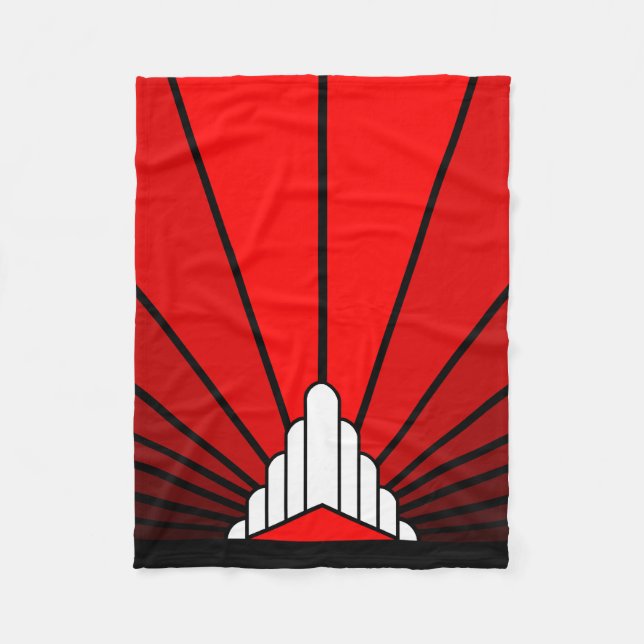 Manta Polar Sol Art Déco en rojo Fleece Blanket (Anverso)