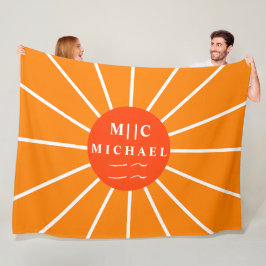 Manta Polar Sol retro simple monograma moderno personalizado