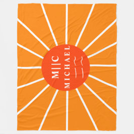 Manta Polar Sol retro simple monograma moderno personalizado