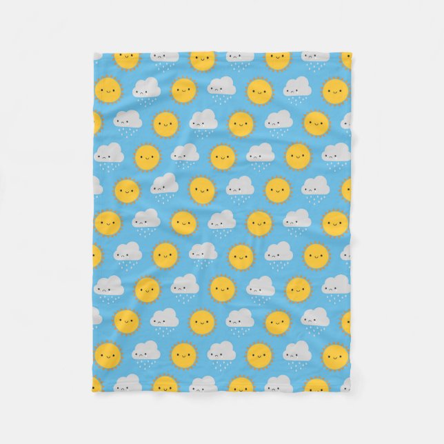 Manta Polar Sol y lluvia kawaii (Anverso)