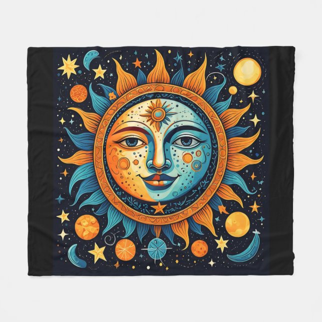 Manta Polar Sol y Luna Celestiales (Frente (Horizontal))
