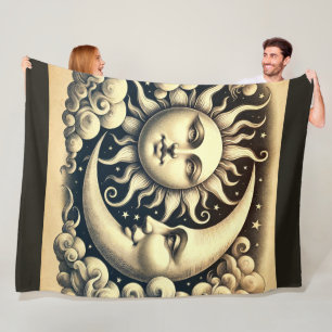 Manta Polar Sol y Luna Celestiales Vintage