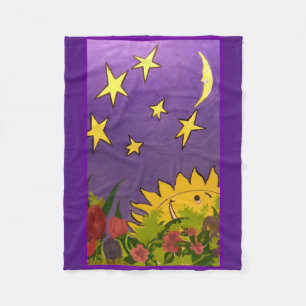 Manta Polar Sol y luna cutáneos con diseño de tulipán
