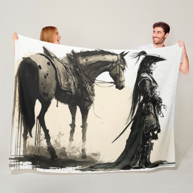Manta Polar Soldado japonés con caballo (In situ)