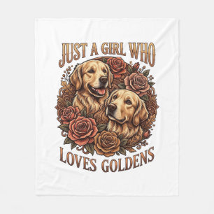 Manta Polar Solo chica que ama Golden perro rosas_1