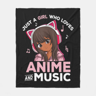 Manta Polar Solo un Chica que ama el anime y la música negro C