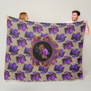 MANTA POLAR SOMBRAS DE PURPLE HALLOWEEN BOUQUETS FLORALES