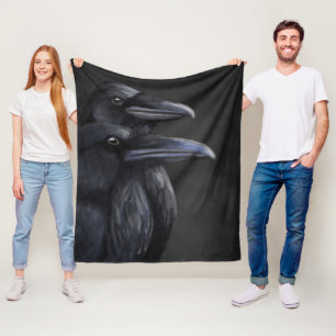 Manta Polar Sombras de Raven: Dúo místico en Noir