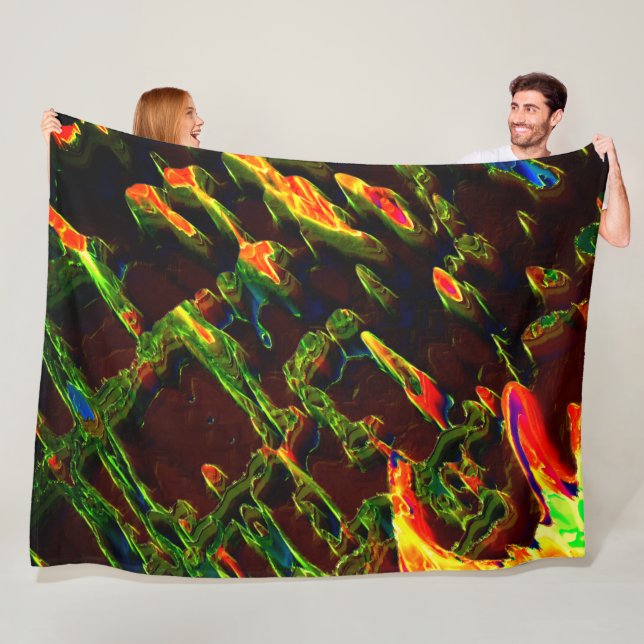 Manta Polar Sombras de verde drenadas en llama de fuego (In situ)