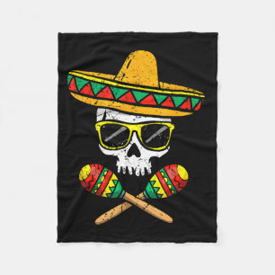 Manta Polar Sombrero de calavera divertida maracas cinco de ma