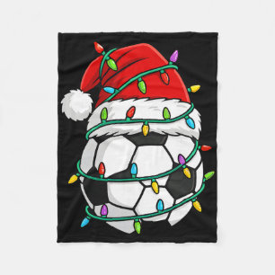 Manta Polar Sombrero de Santa Fútbol de Navidad Luces Santa De