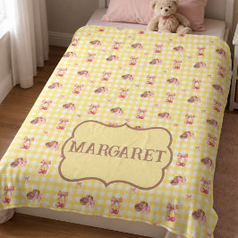 Manta Polar Sombrero de Vaquero Coquette Cereza Gingham Amaril