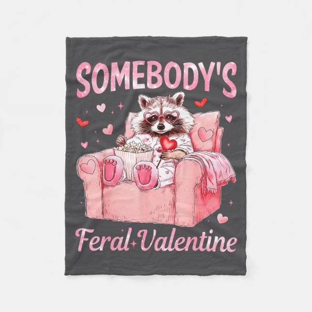 Manta Polar Somebody's Feral Valentine Cute Raccoon Xoxo Valen (Anverso)