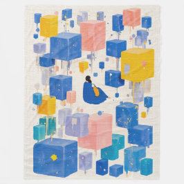 Manta Polar Soñador Caprichoso Acogedor Cubos Flotantes Acuare