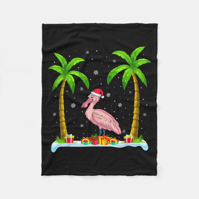Manta Polar Sonbill Santa Hat Palm Tree Beach Xmas Pajama  (Anverso)